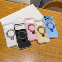 Coque de protection brillante avec support pliable pour iPhone 17 Pro Max, coque rigide en acrylique Starlight avec protection de caméra surélevée