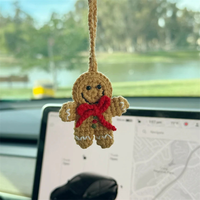 Mignon pain d'épice homme tricoté voiture pendentif festif noël objet décoratif pour rétroviseur pour les mariages