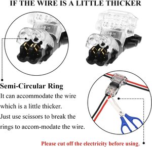 <span class=keywords><strong>Max</strong></span> DC/AC 300V 10A Self Stripping <span class=keywords><strong>T</strong></span> Tap Wire Splicer ramas a cable principal 2 Pin <span class=keywords><strong>T</strong></span> conector para coche iluminación LED Video - Product Image 4