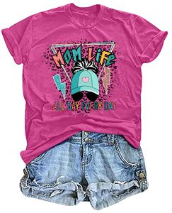 T-shirts OEM ODM pour femmes : 'En <span class=keywords><strong>ma</strong></span> période de maman', 'Mama', 'Mom Life', avec impression de lettres 'Mama' amusante, décontractés pour la Fête des Mères - Product Image 1