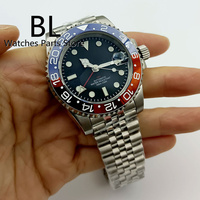 BLIGER 40mm plongée automatique hommes montre NH34 GMT cadran noir rouge GMT lettre jubilé Bracelet rouge bleu Pepsi couleur céramique lunette