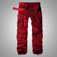 Oem kustom 100% katun 8 saku kaki lebar ukuran besar celana tukang kayu kerja untuk pria
