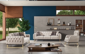 Divano Winforce in Velluto Bianco di Lusso, Design Moderno per <span class=keywords><strong>Soggiorno</strong></span>, Set di Divani Chesterfield per Casa, Hotel, Ufficio - Product Image 4