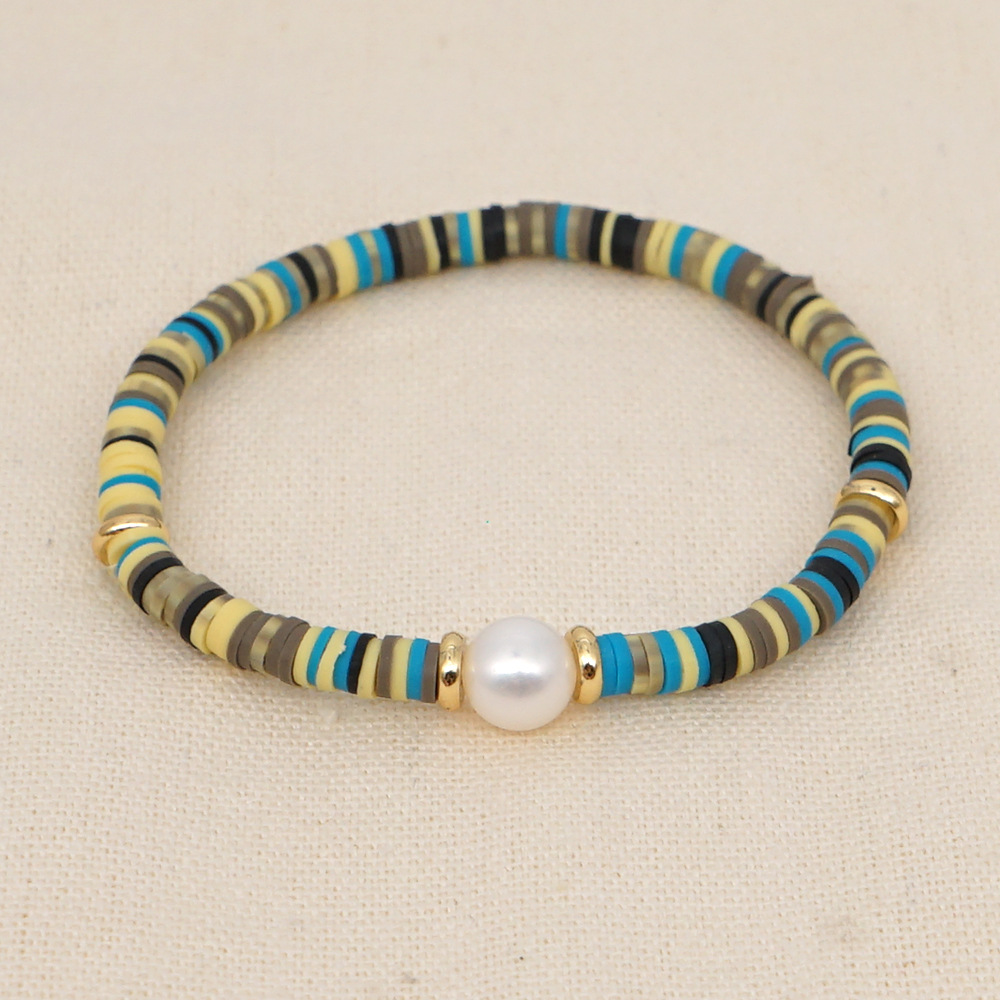 Set De 6 Bracelets Extensibles Boho En Arc-en-ciel - Perles Heishi En Argile Polymère Faits Main - Idéal été, Plage, Cadeau Amitié - 14