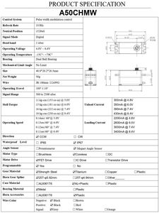 Servo Original A50CHMW 18KG de Alto Torque, Impermeable, de Perfil Bajo y sin Núcleo para Autos RC 1/12 1/10, Piezas de Aviones RC - Product Image 5