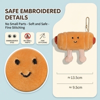 Porte-clés en peluche Kawaii, prêts à être expédiés, pendentifs en peluche sur le thème de la nourriture, breloques de sac, accessoires visage souriant CE EN71