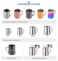 ÉCHANTILLON GRATUIT Guirlande d'art latté en acier inoxydable personnalisée Pichet à lait pour café moussant Pot à lait pour barista