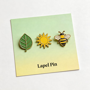Set de Broches del Día de la Tierra: Hoja, Sol, Abeja, Chapado en Oro, Esmalte Duro, Aleación de Zinc, Metal Artesanal, Forma Irregular, Arte Coleccionable - Product Image 1