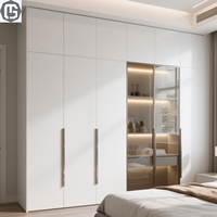 GAMSUNG Nouvelle Armoire de Chambre à Coucher en Acier Inoxydable Durable avec Éclairage LED, Design Moderne, Étanche, Meuble Écologique Pré-assemblé