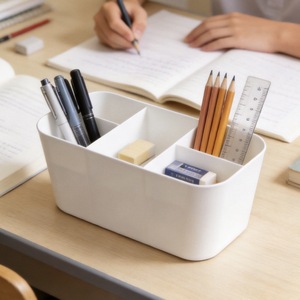 Cosmetic Organizer 6-10L Plastic Simple Style <b>Makeup</b> Storage <b>Box</b> With Dividers For Lipstick Brush Pens - Product Image 3
