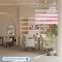 Madamcenter - Bureau de manucure de luxe à double poste avec plateau en marbre moderne - Mobilier de salon - Poste de manucure professionnel