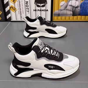 Men's Summer Breathable White PU Korean-Style Sneakers Great Soft All-Match <b>Height</b>-<b>Increasing</b> Trendy Lace-Up Mesh Walking <b>Shoes</b> - Product Image 3
