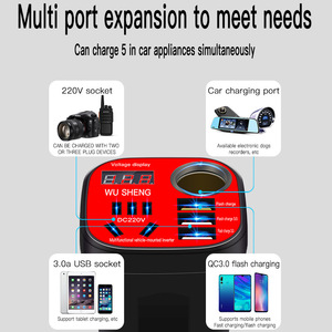 Adaptateur allume-cigare de voiture avec prise de courant double USB étanche à 8 ports, sortie DC 12V <span class=keywords><strong>220V</strong></span> AC - Product Image 5