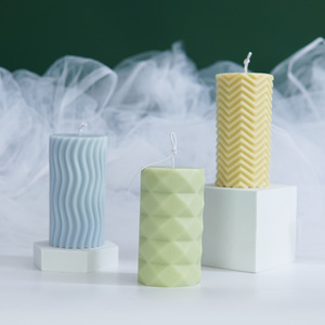 Wholesale DIY Cylindrical Candle Silicone Mold Rhombus Geometric Scented Candle Molds