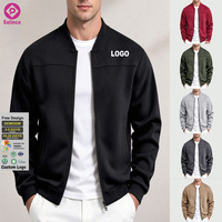 Blouson Bomber Décontracté Homme Hiver Grande Taille Couleur Unie avec Logo Personnalisé et Fermeture Éclair Ample avec Poches – Vente en Gros