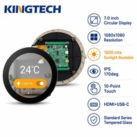 Pantalla Táctil Redonda de Marco Abierto Kingtech de 7 Pulgadas, 1080x1080, 1000nits, Multipunto, para Raspberry Pi, Hogar Inteligente Industrial, IPS de 7''