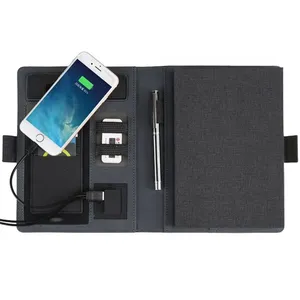 Batterie externe à charge sans fil haute vitesse, accessoire promotionnel pour ordinateur portable, avec couverture en cuir de qualité pour les managers - Product Image 6