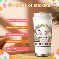 Autocollants en PVC personnalisables pour Pâques, motif lapin, en plastisol, pour transfert UV, sublimation, impression par transfert, imperméables, pour tasses