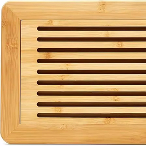 Tabla para cortar pan grande de bambú natural Premium con bandeja para <span class=keywords><strong>migas</strong></span>, bandeja para servir pan para Cocina - Product Image 1