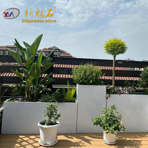 Nuevos Materiales de Construcción de Piedra, Jardinera Cuadrada Blanca, Maceta de Hormigón GRC para Balcón, para Plantar Flores, Vegetales y Árboles, Decoración - Product Image 3