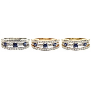 Bijoux en gros en Chine Design spécial élégant 18k blanc VS SI bijoux en diamant saphir bleu bagues uniques pour femmes - Product Image 4