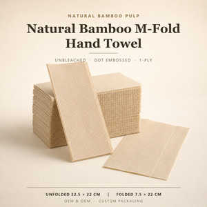 Natural Unbleached 1 Ply Dot Embossed Disposable <b>Paper</b> <b>Hand</b> <b>Towel</b> M Fold 22.5x22 CM - Product Image 2