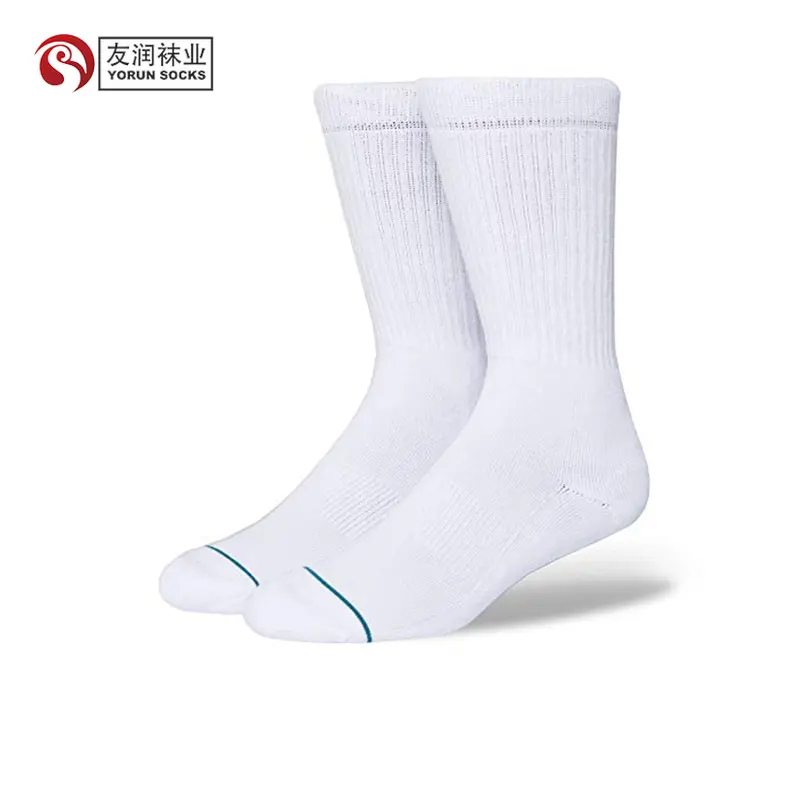 YR-A 1113 white crew socks men's white socks china white label socks