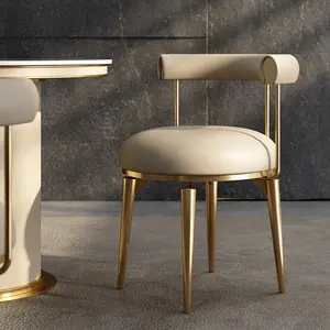 时尚高密度泡沫皮革餐椅金色餐椅餐厅不锈钢优雅餐椅