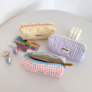 Pochette à stylos portable, pochette matelassée douce, organisateur à fermeture éclair, rangement pour maquillage, trousse à crayons mignonne - Product Image 3