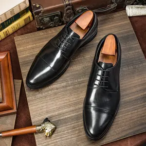 New coming handmade genuine leather men's derby dress shoes