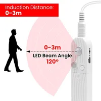 Lampu Lemari Sensor Gerak untuk Kabinet Tangga Dapur, Bertenaga Baterai, Pemasangan Portabel, Pita LED COB