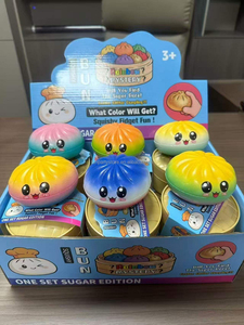Wholesale Cute Cartoon Style Dumpling Buns Squishy Stress <b>Ball</b> Smile Face Steamed Bun Fidget Toy with Steamer Squishy Toys - Product Image 4