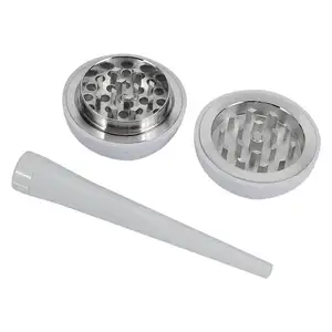 Golf Ball Shape White aluminum Herb Grinder D53mm Smoking metal Grinder Round Ball Tobacco Grinder