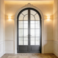 Puerta Abatible de Aluminio con Doble Acristalamiento, Aislamiento Térmico y Acústico, con Diseño de Cuadrícula Francesa Vintage para Balcón o Patio