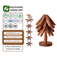 Sous-plats en bois personnalisés en forme d'arbre, sous-plats pour plats chauds, ensemble de dessous-de-plat en bois de hêtre et de noyer avec support