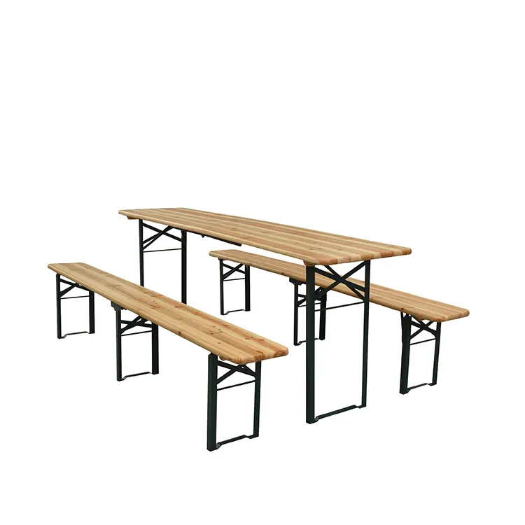 Cnlf HTNF-001 3 pièces table de pique-nique en bois, meuble de patio extérieur pliable table de bière de jardin