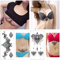 Autocollant corporel sexy imperméable pour femme, tatouage temporaire pour le dos, la taille et la poitrine, 90x190mm, encre écologique