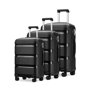 黑色闪亮拉杆包旅行旋转器天空旅行行李箱20 24 28英寸男女通用PP随身行李箱