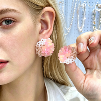Nouvelles boucles d'oreilles Muses Jewels faites à la main, perles de verre colorées en forme de fleur, acier inoxydable, dégradé de couleurs, élégantes et simples