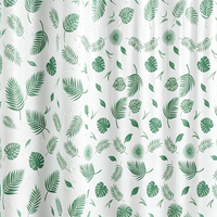 Rideau de Douche en PEVA Imperméable à Motifs Feuilles Tropicales Vertes, 12 Crochets, Écologique, Anti-Taches et Anti-Moisissures pour Salle de Bain (Vente en Gros)