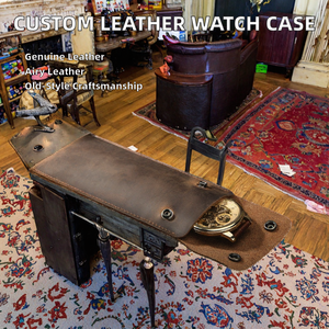 Étui à montre vintage en cuir de vachette Crazy Horse, personnalisable avec logo, sac de voyage portable, vente en gros de boîtes et étuis à montres - Product Image 3