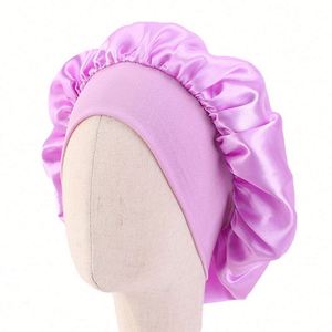Bonnet de nuit en satin multicolore avec large bande élastique pour enfants, idéal pour les cheveux bouclés des filles – Cadeau promotionnel en gros - Product Image 2