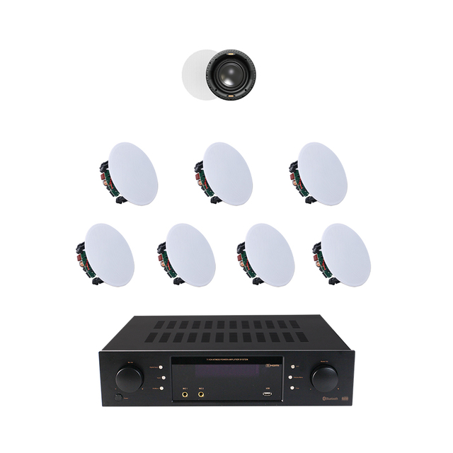 Home Theater Surround 7.1 Sound System All-in Ceiling Speakers and Digital Amplifier for Home Theater 7.1 AV Solution
