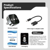 Dongle CarPlay sans fil 4-en-1, CarPlay et Android Auto filaires transformés en sans fil, AirPlay Android Mirror, Plug&Play stable et fiable