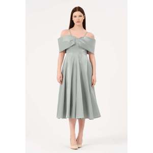 Robe décontractée élégante pour femme DANS 1584, vert menthe, coupe classique, motif uni, pour toutes les saisons - Product Image 1