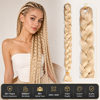 Extensions de tresses synthétiques en fibre haute température à double trame, résistantes à la chaleur, vente en gros, logo personnalisé, usine OEM/ODM