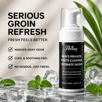 Pembersih Intim Pria Label Pribadi Kustom OEM, Ekstrak Tea Tree Oil & Aloe Vera, Menghilangkan Bau, Menyegarkan, Pembersih Busa Higienis 120ml
