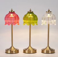 Lampe de table en verre de style Wabi-sabi, lumière d'ambiance de chevet, lumière d'ambiance romantique de luxe léger, style rétro français pour chambre à coucher.