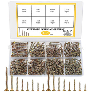 Chipboard Screw Assortment 422pcs Metric Phillips Countersunk Head Carbon Steel Wood Fasteners Set - Product Image 1