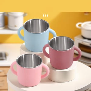 Beige Silicone Feeding Set for Babies <b>Soup</b> Bowl and Spoon Set Manual Safe Stainless Steel Dishwasher Safe Unbreakable - Product Image 5